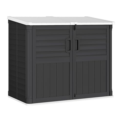 Outdoor Trash Can Storage Shed (Dark Black)