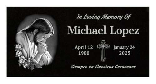 24x12 Personalized Granite Gravestones with Jesus (24 × 12 × 0.38 with Jesus)