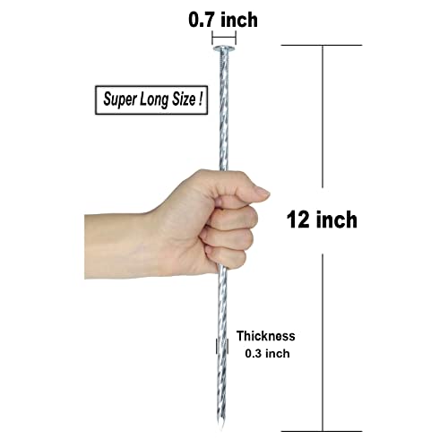 12 Inch Galvanized Landscape Stakes Metal Landscape Edging Anchoring Spikes (50 Count)