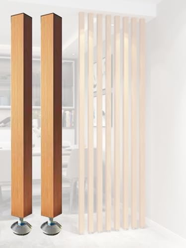 Wood Slat Room Dividers, Floor to Ceiling Partition Screen for Modern Office, Stairway, Lofts, Porch, and Living Room Decoration