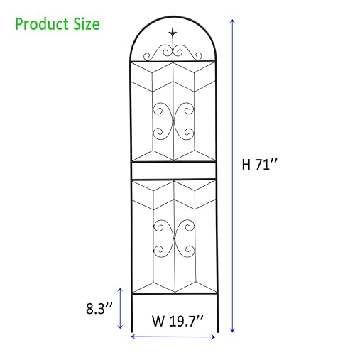 2 Pack 71x20in Garden Trellises with Black Metal Coating