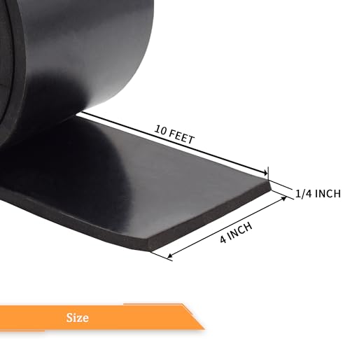 Neoprene Rubber Strips 1 (4" x 10' / .250" thick(No Adhesive）)