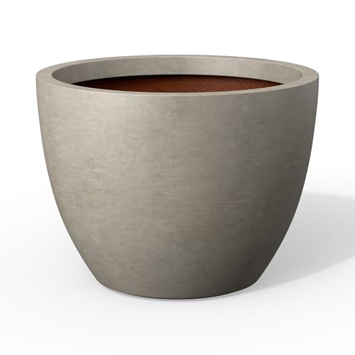 Weathered Concrete Planter 13" Tall All (Buff Concrete / 17.3"Dia x 13"H)