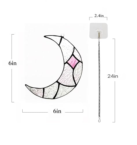 Silver Moon Stained Glass Window Hanging Suncatchers (Silver Moon)