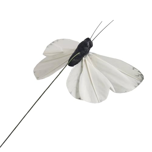 Artificial Feather 3D Butterfly Party Decorations Set of 12 with Wire 6 Color Ornaments for Christmas Tree (D Wire)