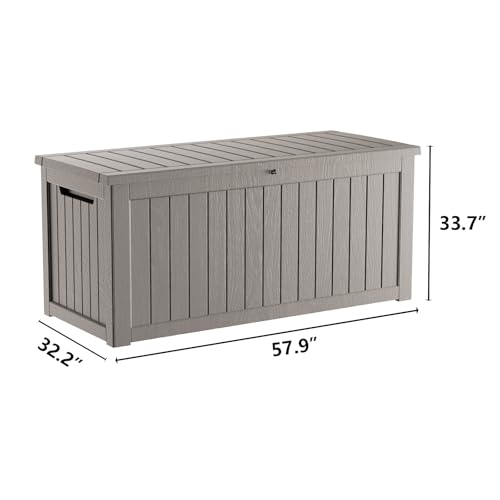 300 Gallon Deck Boxes Outdoor Waterproof (Light Brown / 300 GAL)