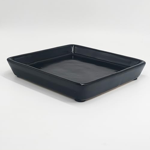 Square Ceramic Plant Saucer Tray 2 Pcs 8 9 10 Inch Black (2 Count)