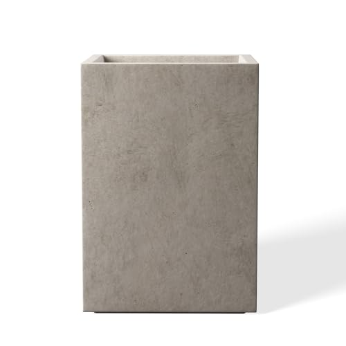 Large Tall Square Weathered Concrete Planter 19" H (Weathered Concrete / 18.5" H)