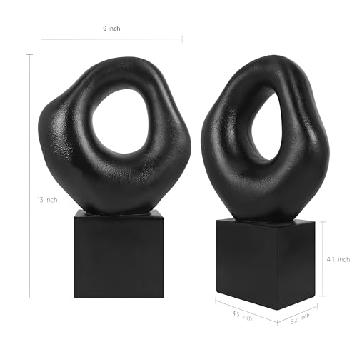 Minimalist Tabletop Decor for Living Room Shelf Bookshelf Office (Asymmetrical Howllow - Black)