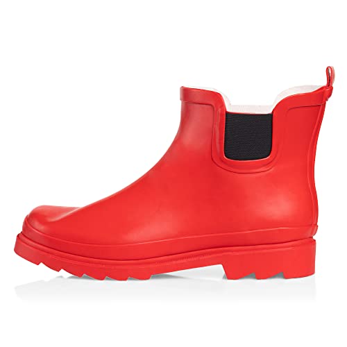 Women's Waterproof Ankle Rain Boots (10 / Red Matte)