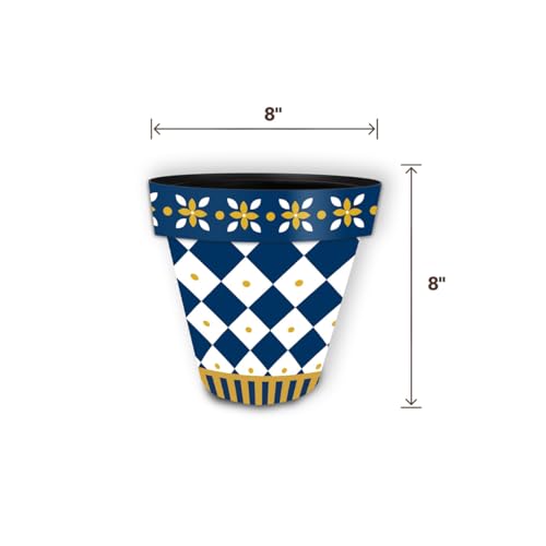 Everyday Planter 8.5" x 8.5" x 8.5" Blue and Gold Small Planter (Bg Checker / Small)