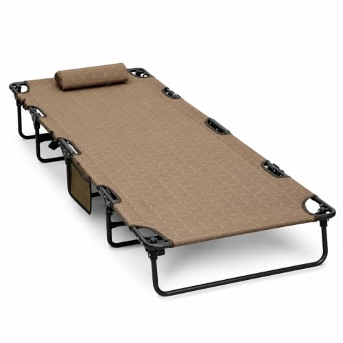 Portable Folding Camping Cot Lightweight (Khaki 76L x24.8W x 8.6H")