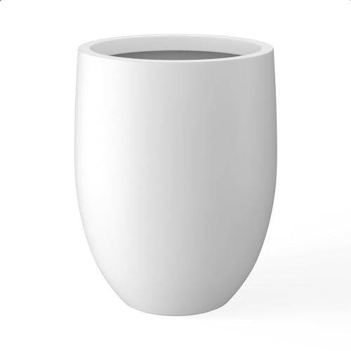 Large Round Bullet White Concrete Planter 21.7" Tall (White / 21.7" h)