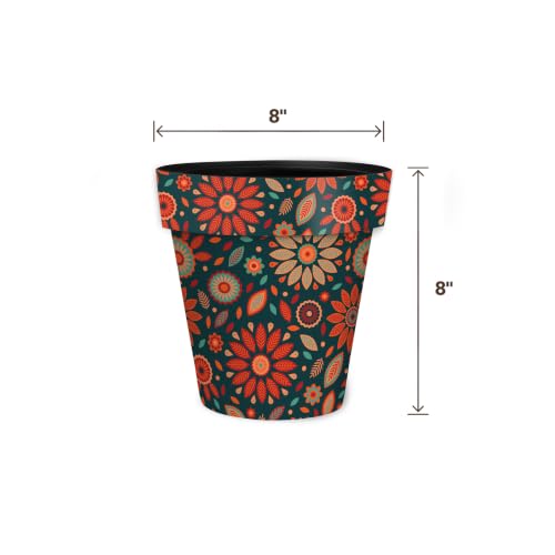 Everyday Planter 8.5" x 8.5" x 8.5" Orange and Teal Floral Small Planter (Org Teal Flor / Small)