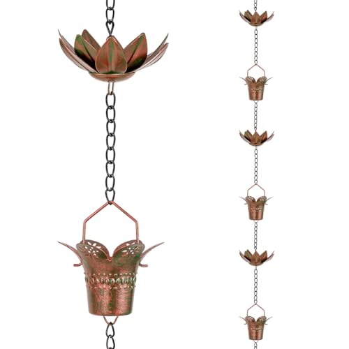 10ft Lotus Rain Chains for Outside Gutters (Greenish-Yellow)