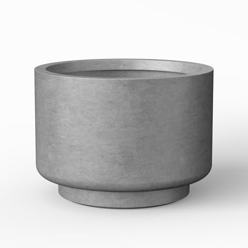 Pale Gray Concrete Planter 9.8" Dia All (Natural Concrete / 10" Dia x 7.1"H)