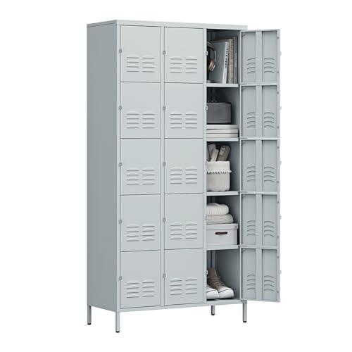 Metal Lockers for Employees (15 Door / Grey)
