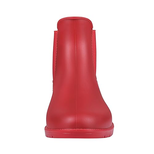 Women's Ankle Rain Boots Waterproof Chelsea Boots Red