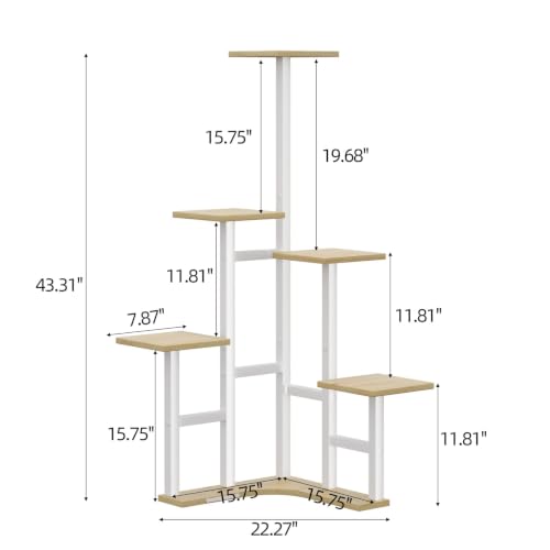 Corner Plant Stand Indoor 6 Tiered Corner Plant Shelf (White Oak / 6 Tier-Square)