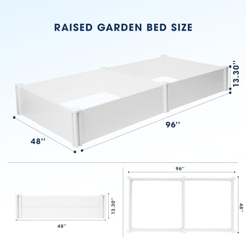 8x4x1ft Vinyl Raised Garden Bed (White / 8x4x1FT)