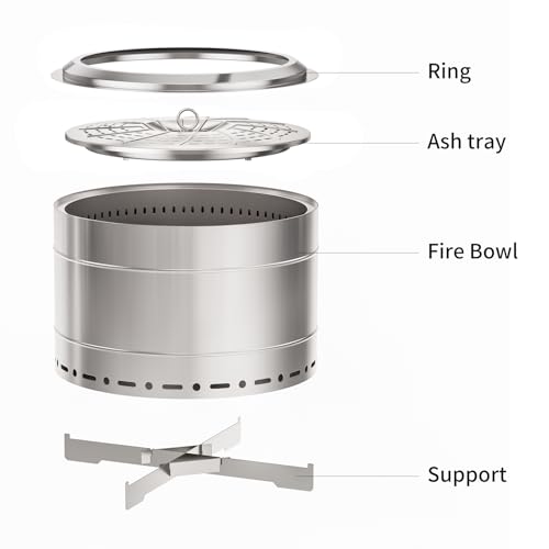 22 inch Smokeless Fire Pit with Carry Bag & Fire Poker
