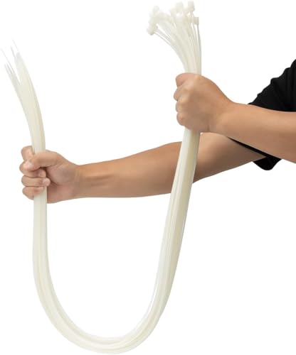 48 Inch White Large Zip Ties Heavy Duty 150 Pack (White / 48 inch(200lb))