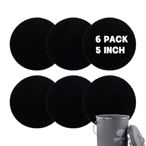 6 Pack Charcoal Filters for Compost Bin Bucket (Black 6 Pack / Mini)