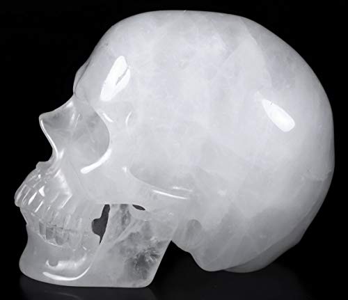 5.0" Angolan Quartz Rock Crystal Carved Crystal Skull (Skullis 5.0 Super Realistic Quartz Rock 2)