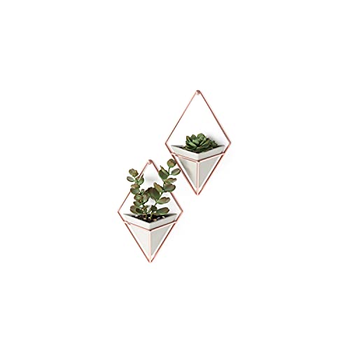 Trigg Hanging Planter Vase Wall Decor (Grey/Copper / Small)