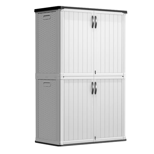 50 CuFt Outdoor Storage Cabinet with Lockable Doors (50 CUFT / White)