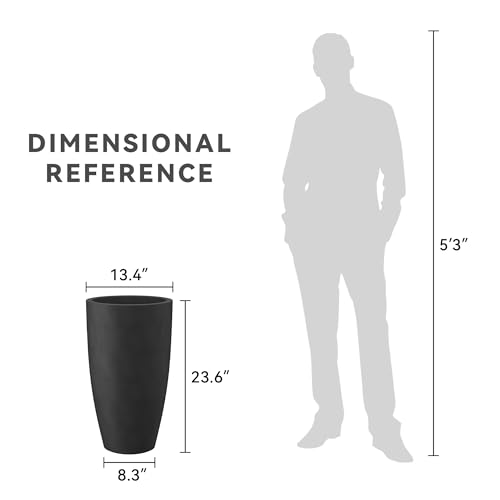 Set of 2 Black Concrete Round Planters 23.6" Tall Home & Outdoor (2 Count)