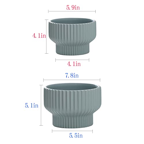 Puoyik 2 Piece Set of Flower Pots 8 (7.8/5.9 Blue)