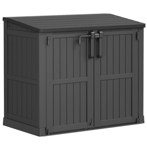 Waterproof Outdoor Storage Box 36 Cu Ft with Lockable Doors (Black / 29.1"×51.1"×43.3")