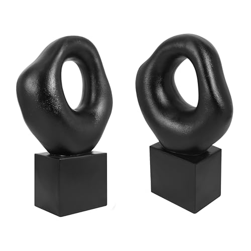 Minimalist Tabletop Decor for Living Room Shelf Bookshelf Office (Asymmetrical Howllow - Black)