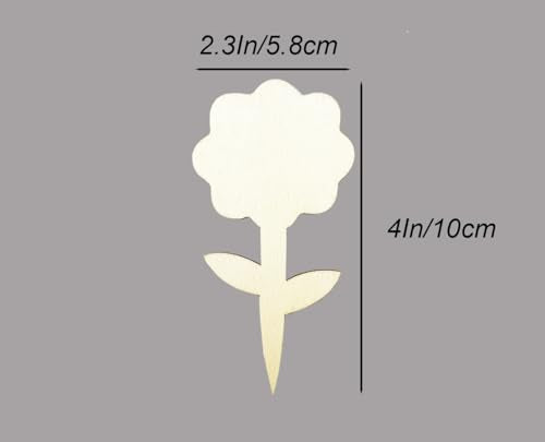 100 Pcs Wood Plant Labels (Flower)