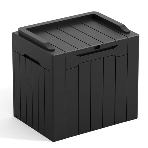 31 Gallon Resin Deck Box All Weather Outdoor Storage Boxes for Patio Furniture Set (Black / 31 Gallon)