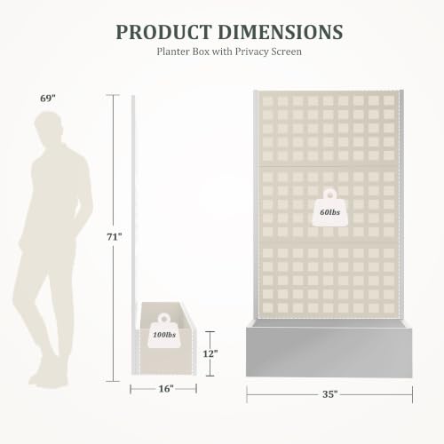 Metal Raised Garden Bed with Trellis (White-square / 71"x35")