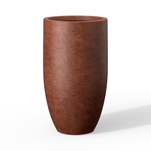 Large Round Tapered Rusty Concrete Planter 24" Tall (Rusty / 24" Tall)