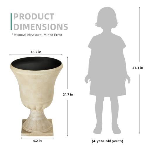Autodaya 22"Tall Large Urn Planters for Outdoor Plants Set of 2 Flower Pots (22"-antique Ivory)