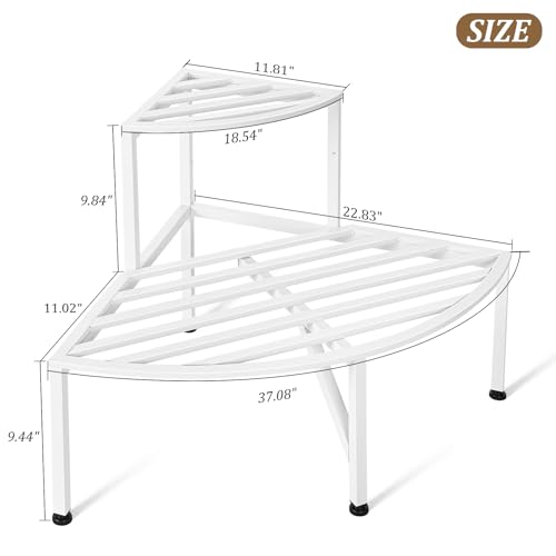 2 Tier Corner Plant Stand Outdoor Metal (Corner-White)