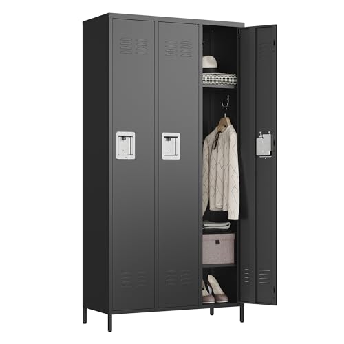 Metal Lockers for Employees (3 Door / Black)