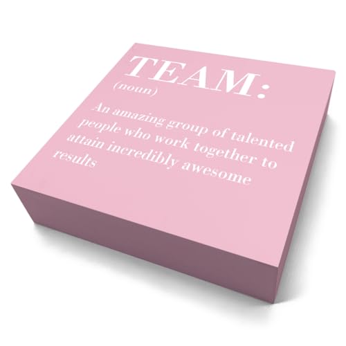 Inspirational Team Noun Office Decor Desk Decor Wooden Box Sign Rustic Pink Wood Block Plaque Box Sign for Home Office Desk Shelf Table Decoration Coworker Gift Team Definition Teamwork Sign