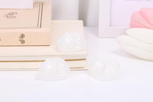 Clear Quartz Cat Healing Crystals Figurine Sleeping Cat Hand Carved Cute Statue Polished Stone Sculpture Reiki Office Room Bedroom Desk Home Decoration Gifts 1.6" (Q-clear Quartz)