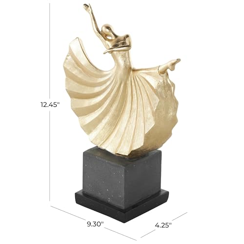 Polystone Dancer Decorative Sculpture Home Decor Statue with Black Square Base