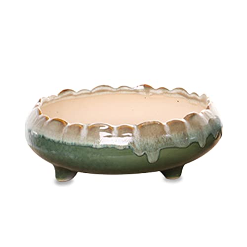 8.3'' Inch Large Shallow Drip Glazed Ceramic Planter