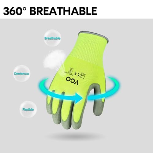 10Pairs PU Coated Safety Work Gloves (Yellow / X-Large)