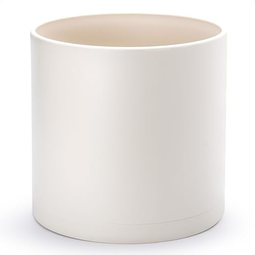 Plastic Planter Pot with Saucer (14 Inch / Oatmeal)
