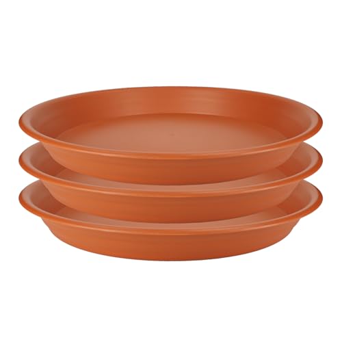 3Pcs Plant Saucer Tray (16in（3pcs） / Brick Red)