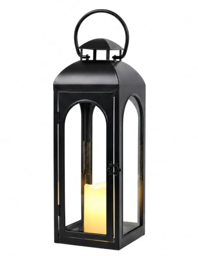 Decorative Outdoor Lantern Candle (Black Lantern Timer / 20 Inch)