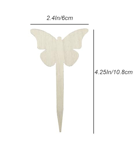 100 Pcs Wood Plant Labels (Butterfly)